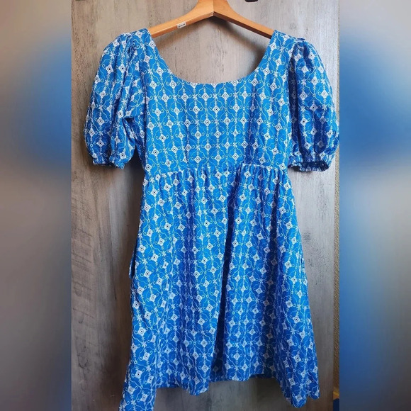 RHODE x Target Blue White Geometric Eyelet Mini Dress Size XS Women's - Picture 11 of 11